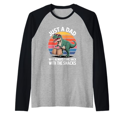 Herren Just a Dad Who Came Back with Snacks Dino-Grafik Raglan Herren Just a Dad Who Came Back with Snacks Dino-Grafik Raglan von Funny Snack Carrying Dinosaur Retro Dad apparels