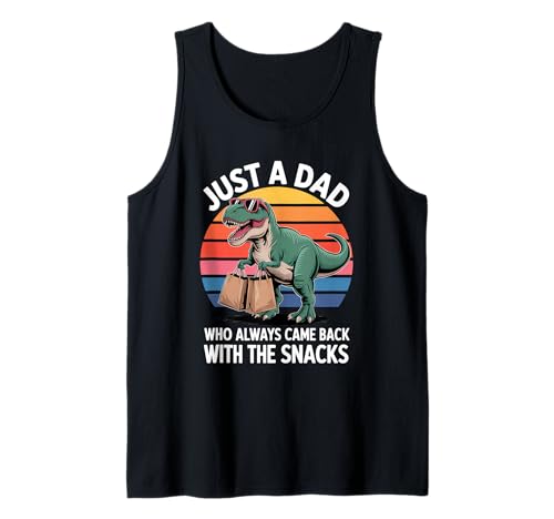 Herren Just a Dad Who Came Back with Snacks Dino-Grafik Tank Top Herren Just a Dad Who Came Back with Snacks Dino-Grafik Tank Top von Funny Snack Carrying Dinosaur Retro Dad apparels