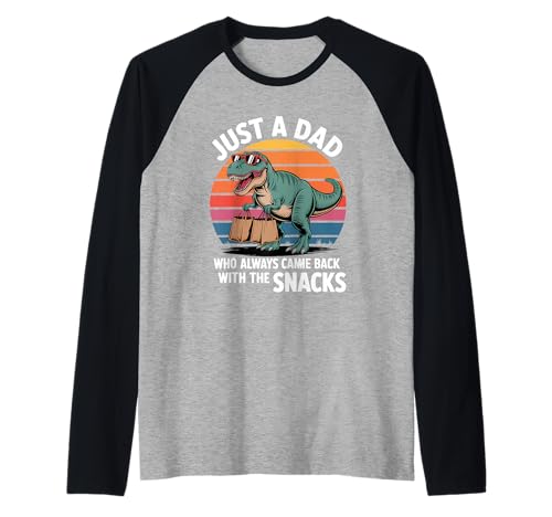 Herren Nur EIN Vater, der mit Snacks zurückkam Dino Raglan Herren Nur EIN Vater, der mit Snacks zurückkam Dino Raglan von Funny Snack Carrying Dinosaur Retro Dad apparels