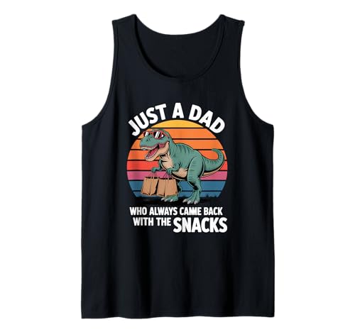Herren Nur EIN Vater, der mit Snacks zurückkam Dino Tank Top Herren Nur EIN Vater, der mit Snacks zurückkam Dino Tank Top von Funny Snack Carrying Dinosaur Retro Dad apparels
