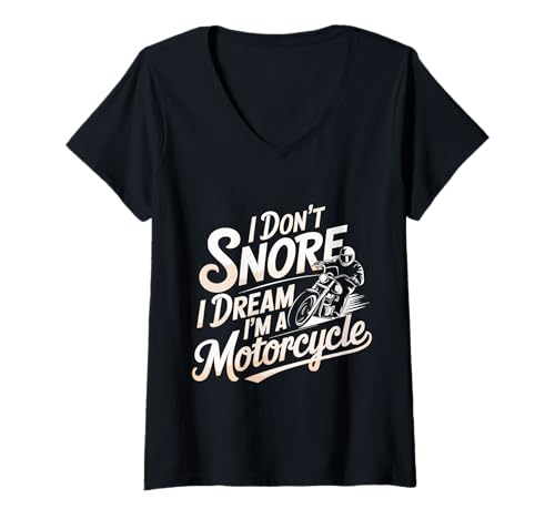 Damen Ich schnarche Nicht, ich träume, ich Bin EIN Motorrad, das schnarcht, Bikerbekleidung T-Shirt mit V-Ausschnitt Damen Ich schnarche Nicht, ich träume, ich Bin EIN Motorrad, das schnarcht, Bikerbekleidung T-Shirt mit V-Ausschnitt von Funny Snoring Biker and Motorcycle Tees