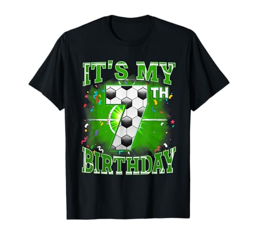 Es ist Mein 7. Geburtstag, Partymatching für Jungen, Fußball, 7 Jahre T-Shirt von Funny Soccer 7 Years Old Birthday Boys Shirts