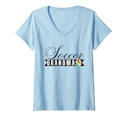 Damen Lustige Großmutter, stolze Fußballliebhaberin, Nana, für Damen T-Shirt mit V-Ausschnitt von Funny Soccer Grandma Heart