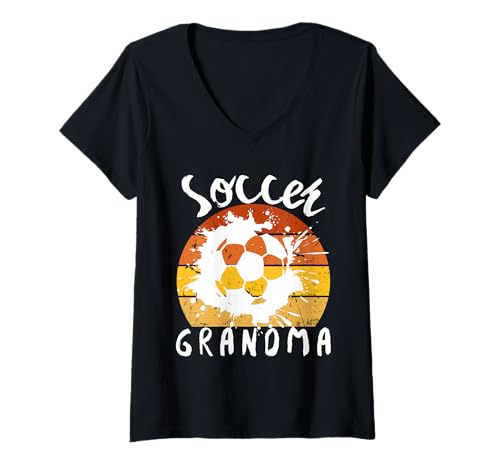 Damen Lustige Großmutter, stolze Fußballliebhaberin, Nana, für Damen T-Shirt mit V-Ausschnitt von Funny Soccer Grandma Heart