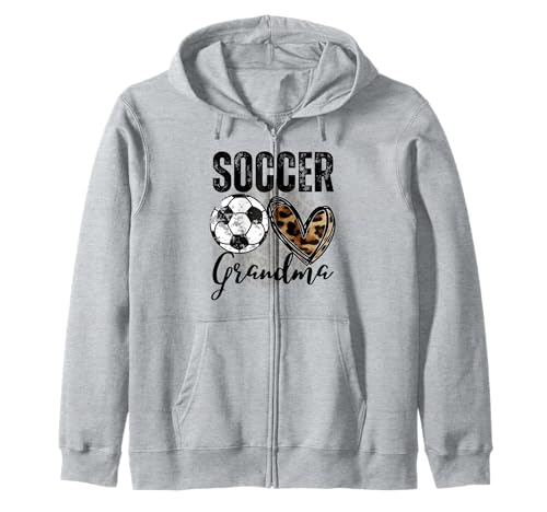 Lustige Oma Stolzer Fußballliebhaber Herz Leopard für Frauen Kapuzenjacke von Funny Soccer Grandma Heart