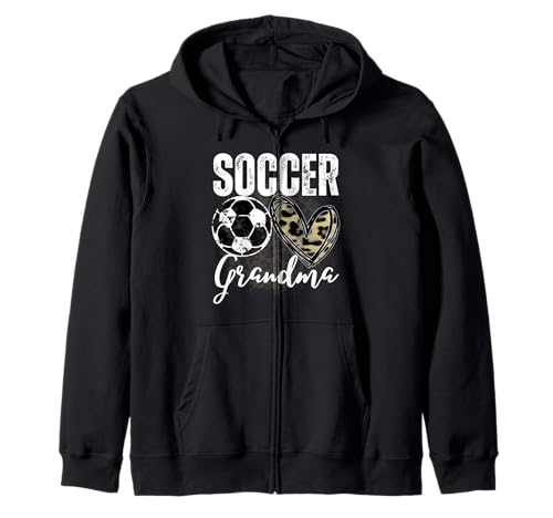 Lustige Oma Stolzer Fußballliebhaber Herz Leopard für Frauen Kapuzenjacke von Funny Soccer Grandma Heart