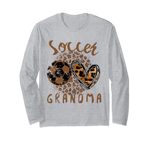 Lustige Oma Stolzer Fußballliebhaber Herz Leopard für Frauen Langarmshirt von Funny Soccer Grandma Heart