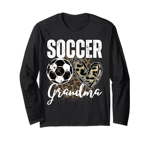 Lustige Oma Stolzer Fußballliebhaber Herz Leopard für Frauen Langarmshirt von Funny Soccer Grandma Heart