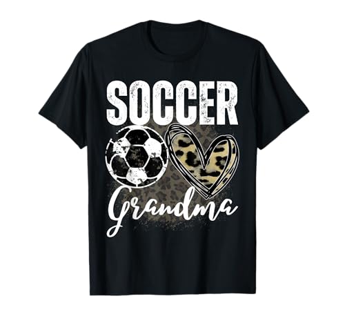 Lustige Oma Stolzer Fußballliebhaber Herz Leopard für Frauen T-Shirt von Funny Soccer Grandma Heart