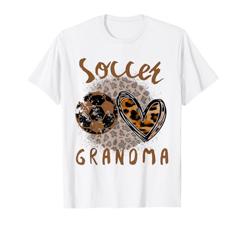 Lustige Oma Stolzer Fußballliebhaber Herz Leopard für Frauen T-Shirt von Funny Soccer Grandma Heart