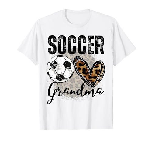 Lustige Oma Stolzer Fußballliebhaber Herz Leopard für Frauen T-Shirt von Funny Soccer Grandma Heart