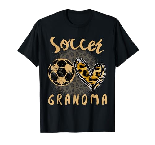Lustige Oma Stolzer Fußballliebhaber Herz Leopard für Frauen T-Shirt von Funny Soccer Grandma Heart