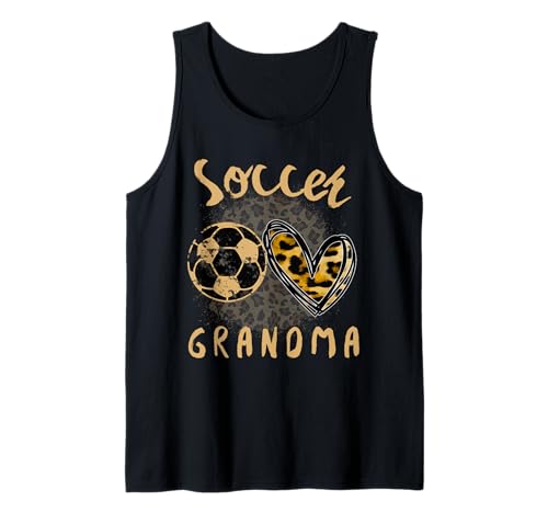 Lustige Oma Stolzer Fußballliebhaber Herz Leopard für Frauen Tank Top von Funny Soccer Grandma Heart