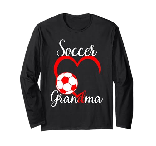 Lustiges Oma Stolzer Fußballliebhaber Oma rotes Herz für Frauen Langarmshirt von Funny Soccer Grandma Heart