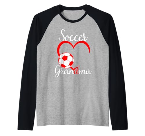 Lustiges Oma Stolzer Fußballliebhaber Oma rotes Herz für Frauen Raglan von Funny Soccer Grandma Heart