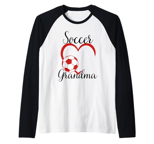 Lustiges Oma Stolzer Fußballliebhaber Oma rotes Herz für Frauen Raglan von Funny Soccer Grandma Heart