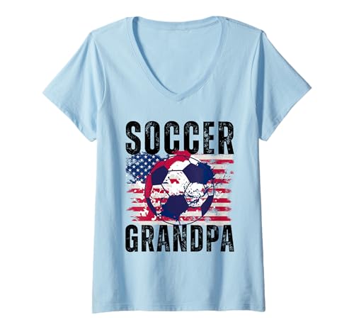 Damen Lustiger Opa Stolzer Fußballliebhaber Papa zum Vatertag T-Shirt mit V-Ausschnitt Damen Lustiger Opa Stolzer Fußballliebhaber Papa zum Vatertag T-Shirt mit V-Ausschnitt von Funny Soccer Grandpa