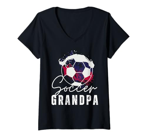 Damen Lustiger Opa Stolzer Fußballliebhaber Papa zum Vatertag T-Shirt mit V-Ausschnitt Damen Lustiger Opa Stolzer Fußballliebhaber Papa zum Vatertag T-Shirt mit V-Ausschnitt von Funny Soccer Grandpa
