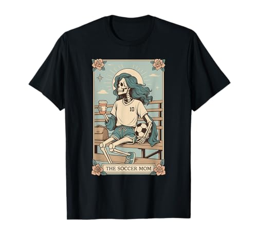 Soccer Mom Tarotkarte, Vintage Halloween Fußball Frauen Mama T-Shirt von Funny Soccer Mom Skeleton, Retro Football Lovers