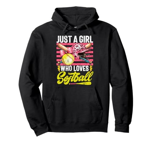 Just A Girl Who Loves Softballspieler Pitcher Catcher Fans Pullover Hoodie von Funny Softball Player Teen Girls Youth Gifts Women