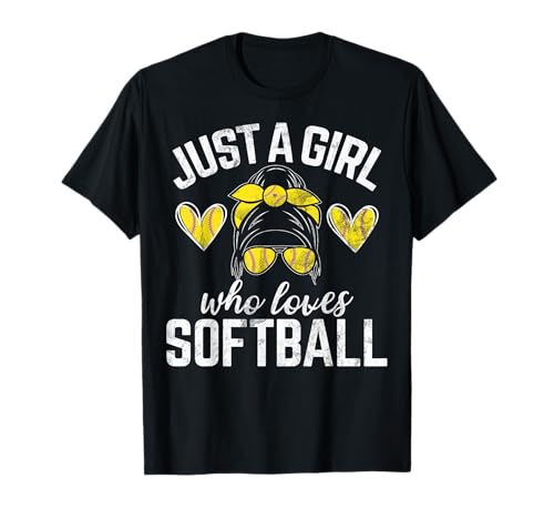 Just A Girl Who Loves Softballspieler Pitcher Catcher Fans T-Shirt von Funny Softball Player Teen Girls Youth Gifts Women