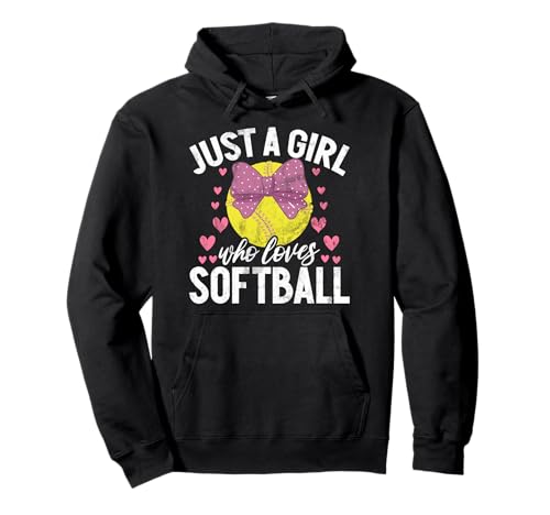 Nur ein Mädchen, das Softball Game Day Vibes Softball-Zeug liebt Pullover Hoodie von Funny Softball Player Teen Girls Youth Gifts Women