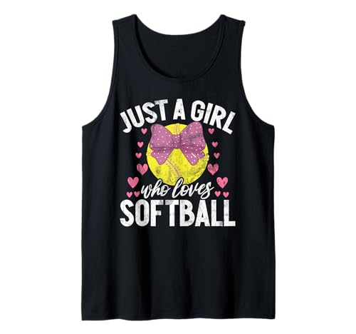Nur ein Mädchen, das Softball Game Day Vibes Softball-Zeug liebt Tank Top Nur ein Mädchen, das Softball Game Day Vibes Softball-Zeug liebt Tank Top von Funny Softball Player Teen Girls Youth Gifts Women