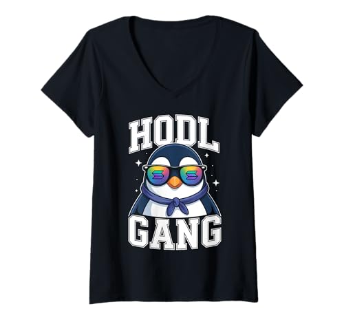 Damen Solana HODL Pinguin T-Shirt mit V-Ausschnitt Damen Solana HODL Pinguin T-Shirt mit V-Ausschnitt von Funny Solana HODL Penguin Tees