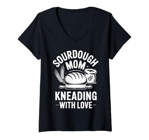Damen Sauerteig Mama Lustiger Brotbacker T-Shirt mit V-Ausschnitt Damen Sauerteig Mama Lustiger Brotbacker T-Shirt mit V-Ausschnitt von Funny Sourdough Mom Cool Bread Baking Design