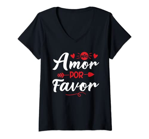 Damen Mas Amor Por Favor - More Love Please Lustiger spanischer Spruch T-Shirt mit V-Ausschnitt Damen Mas Amor Por Favor - More Love Please Lustiger spanischer Spruch T-Shirt mit V-Ausschnitt von Funny Spanish Apparel Quote