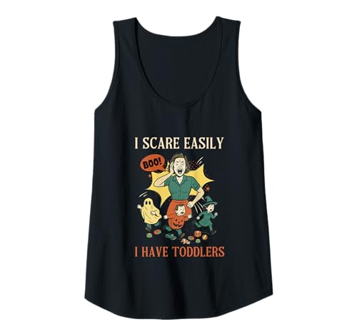 Damen Ich erschrecke Mich leicht Ich Habe Kleinkinder Halloween Gruselige Junge Mama Tank Top Damen Ich erschrecke Mich leicht Ich Habe Kleinkinder Halloween Gruselige Junge Mama Tank Top von Funny Spooky Boozy Ghost Retro Cartoon Tee