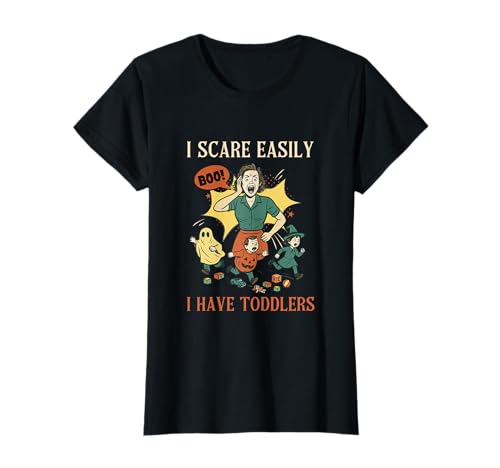 Ich erschrecke Mich leicht Ich Habe Kleinkinder Halloween Gruselige Junge Mama T-Shirt Ich erschrecke Mich leicht Ich Habe Kleinkinder Halloween Gruselige Junge Mama T-Shirt von Funny Spooky Boozy Ghost Retro Cartoon Tee