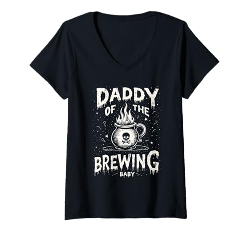 Damen Daddy of The Brewing Baby New Dad Halloween Party Kostüm T-Shirt mit V-Ausschnitt von Funny Spooky Enthusiast Halloween Party Costume