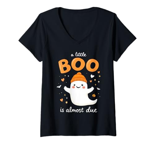 Damen Die Halloween-Familie enthüllt, DASS EIN Kleiner Junge Fast so süß ist T-Shirt mit V-Ausschnitt von Funny Spooky Enthusiast Halloween Party Costume