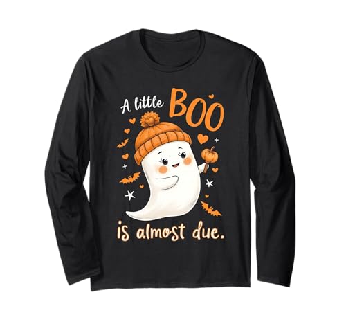 Gruseliges Baby Halloween A Little Boo is Almost Due Langarmshirt von Funny Spooky Enthusiast Halloween Party Costume