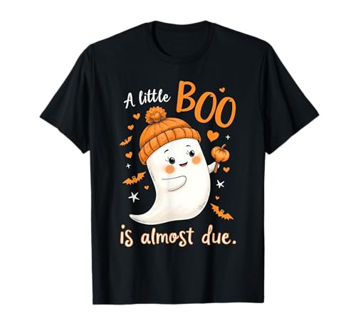 Gruseliges Baby Halloween A Little Boo is Almost Due T-Shirt von Funny Spooky Enthusiast Halloween Party Costume