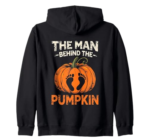 Man Behind The Pumpkin Baby Due Ankündigung Halloween Party Kapuzenjacke von Funny Spooky Enthusiast Halloween Party Costume