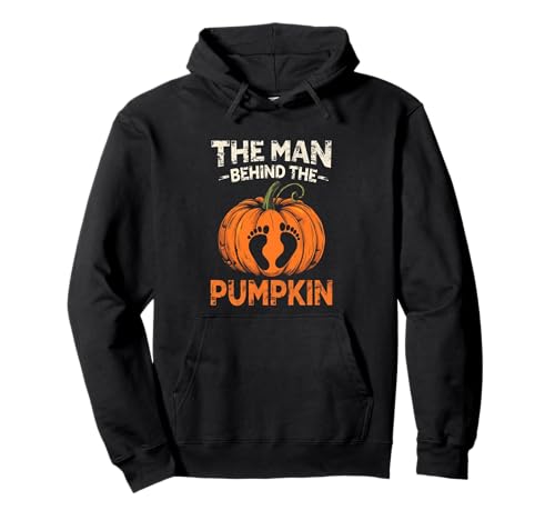 Man Behind The Pumpkin Baby Due Ankündigung Halloween Party Pullover Hoodie von Funny Spooky Enthusiast Halloween Party Costume