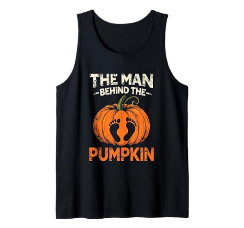 Man Behind The Pumpkin Baby Due Ankündigung Halloween Party Tank Top von Funny Spooky Enthusiast Halloween Party Costume