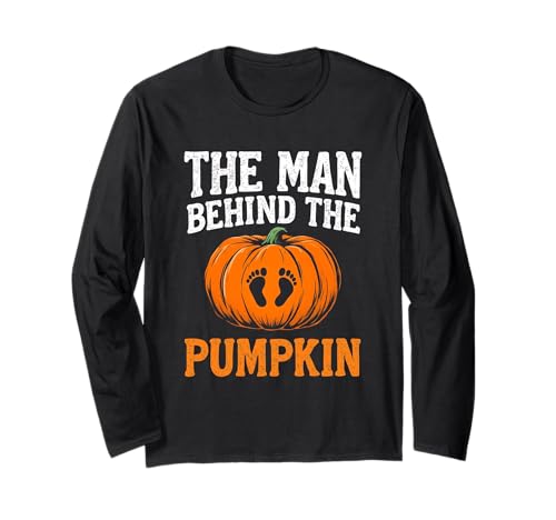 Man Behind The Pumpkin Lustiges Gruselvater Halloween-Kostüm Langarmshirt von Funny Spooky Enthusiast Halloween Party Costume
