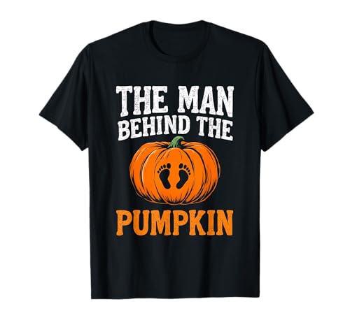 Man Behind The Pumpkin Lustiges Gruselvater Halloween-Kostüm T-Shirt von Funny Spooky Enthusiast Halloween Party Costume