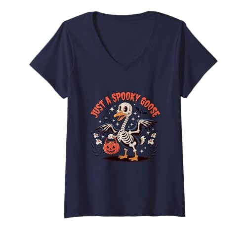 Damen Just A Spooky Goose Funny Halloween T-Shirt mit V-Ausschnitt Damen Just A Spooky Goose Funny Halloween T-Shirt mit V-Ausschnitt von Funny Spooky Goose Halloween Design Gift Idea