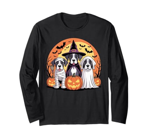 Gruselige Dogge Hund Mama Hexe Geist Halloween Haustierbesitzer Langarmshirt Gruselige Dogge Hund Mama Hexe Geist Halloween Haustierbesitzer Langarmshirt von Funny Spooky Great Dane Dog Halloween Costume