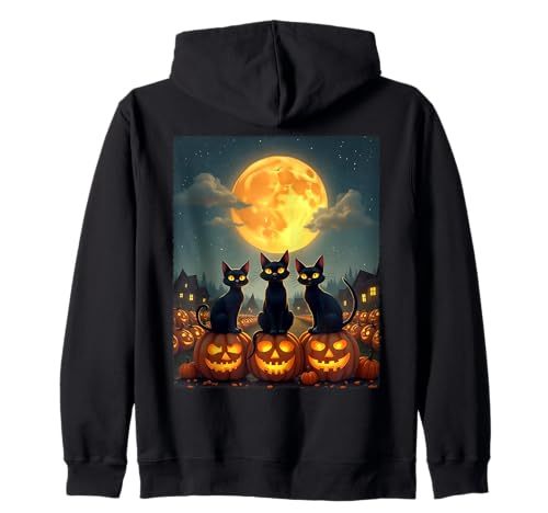 Black Cats Halloween Haunted Pumpkin Patch Party Kostüm Kapuzenjacke von Funny Spooky Halloween Black Cats Lover