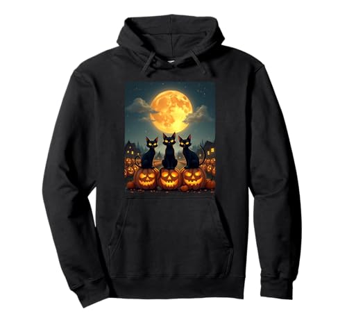 Black Cats Halloween Haunted Pumpkin Patch Party Kostüm Pullover Hoodie von Funny Spooky Halloween Black Cats Lover