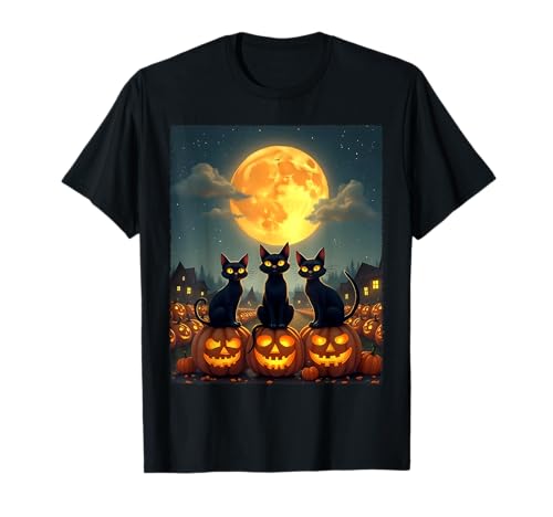 Black Cats Halloween Haunted Pumpkin Patch Party Kostüm T-Shirt von Funny Spooky Halloween Black Cats Lover