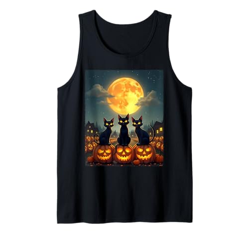Black Cats Halloween Haunted Pumpkin Patch Party Kostüm Tank Top von Funny Spooky Halloween Black Cats Lover
