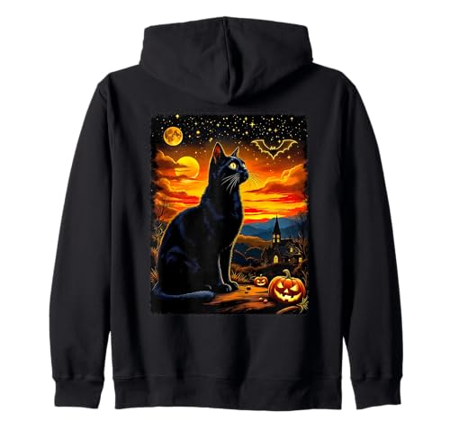 Gruselige Schwarze Katze Halloween Kürbis Patch Party Kostüm Kapuzenjacke Gruselige Schwarze Katze Halloween Kürbis Patch Party Kostüm Kapuzenjacke von Funny Spooky Halloween Black Cats Lover