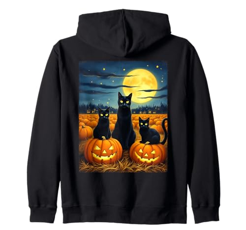 Schwarze Katzen Halloween Gruseliger Kürbis Patch Party Kostüm Kapuzenjacke Schwarze Katzen Halloween Gruseliger Kürbis Patch Party Kostüm Kapuzenjacke von Funny Spooky Halloween Black Cats Lover
