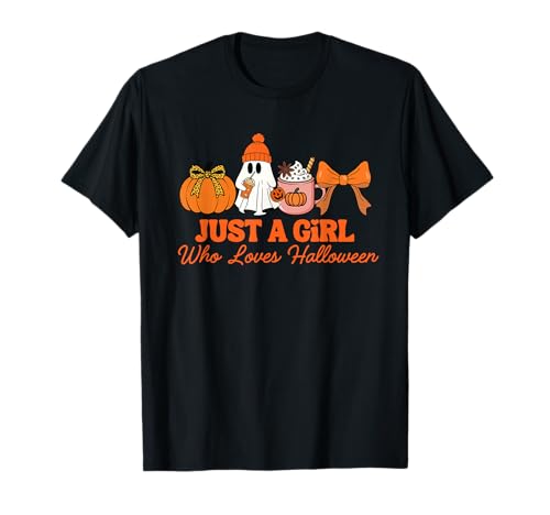 Just A Girl Who Loves Halloween Funny Halloween Matching T-Shirt Just A Girl Who Loves Halloween Funny Halloween Matching T-Shirt von Funny Spooky Pumpkin Bow Halloween Lovers Gifts